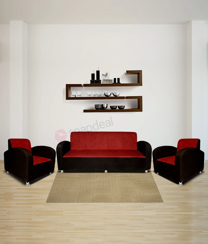 BLS Quatra Fabric Red Black 3 1 1 Sofa Set Buy BLS Quatra Fabric Red Black 3 1 1 Sofa Set Online At Best Prices In India On Snapdeal