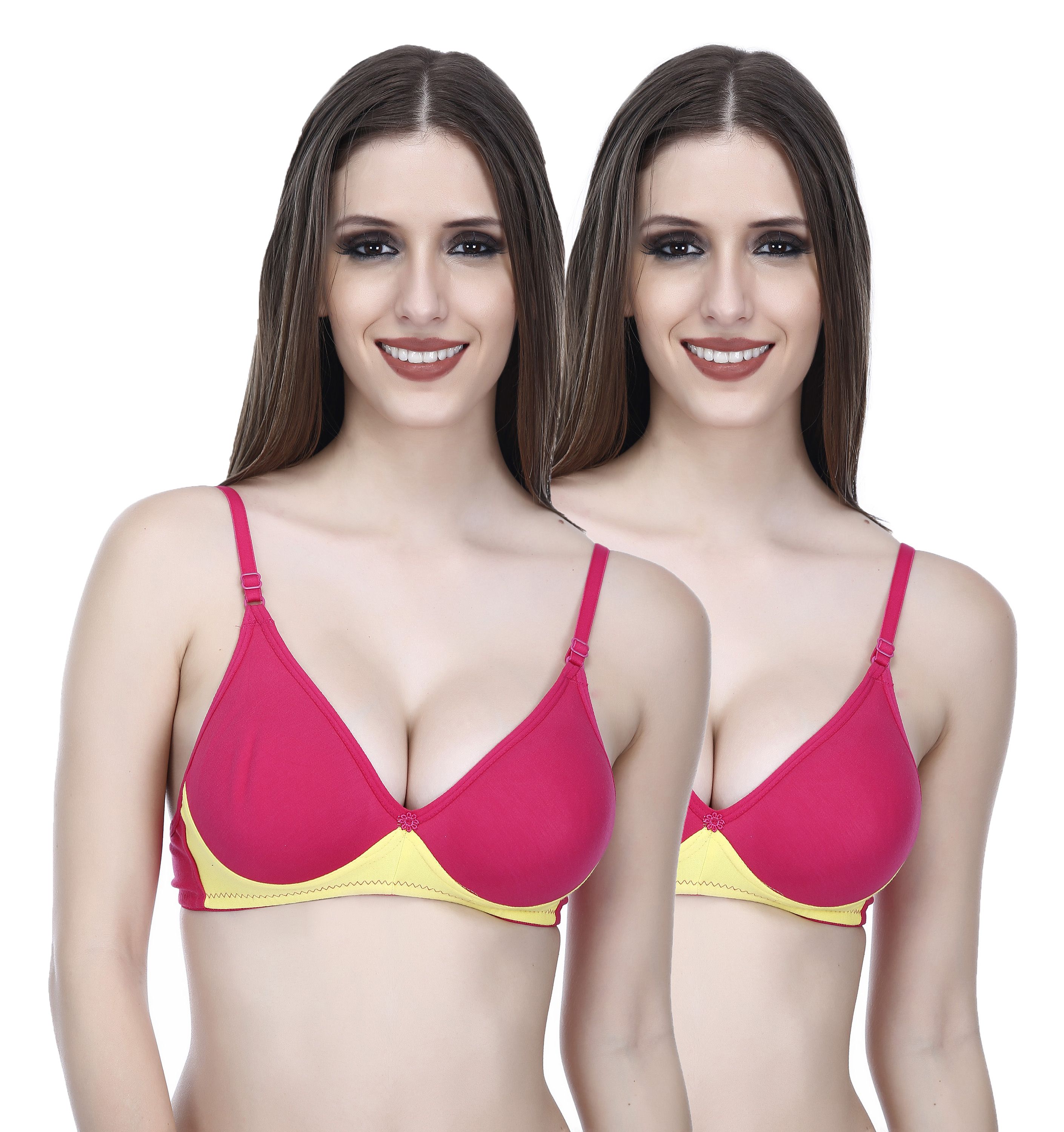     			Elina Pack of 2 Cotton Non Padded Women's T-Shirt Bra ( Pink )