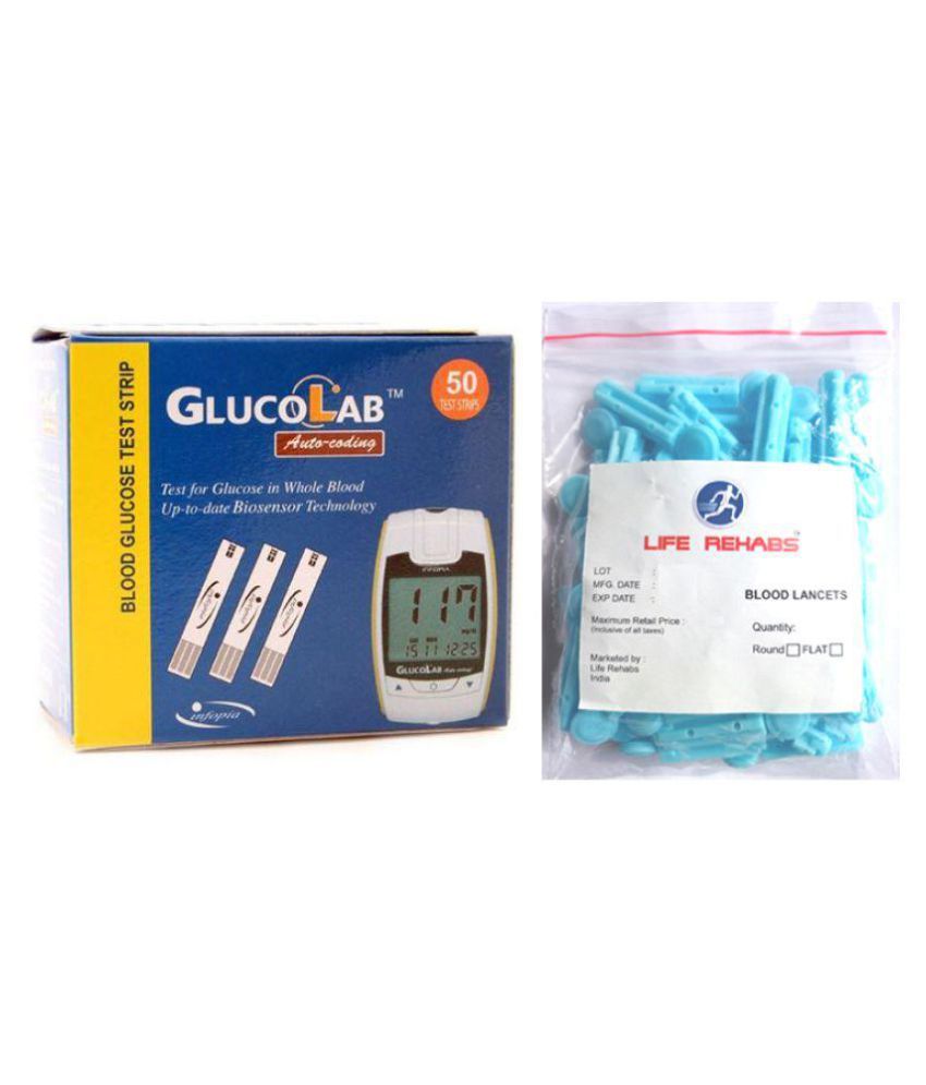 Infopia Glucolab 50 strips with life rehabs 50 lancets EXpiry(11/2019)