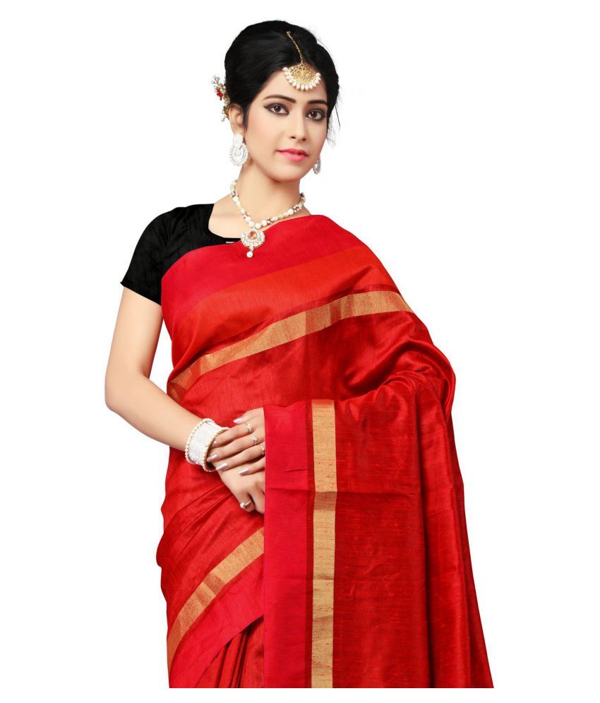 Vastrang Red Bhagalpuri Silk Saree Buy Vastrang Red Bhagalpuri Silk 6037