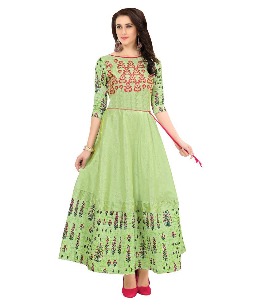 silk green kurti