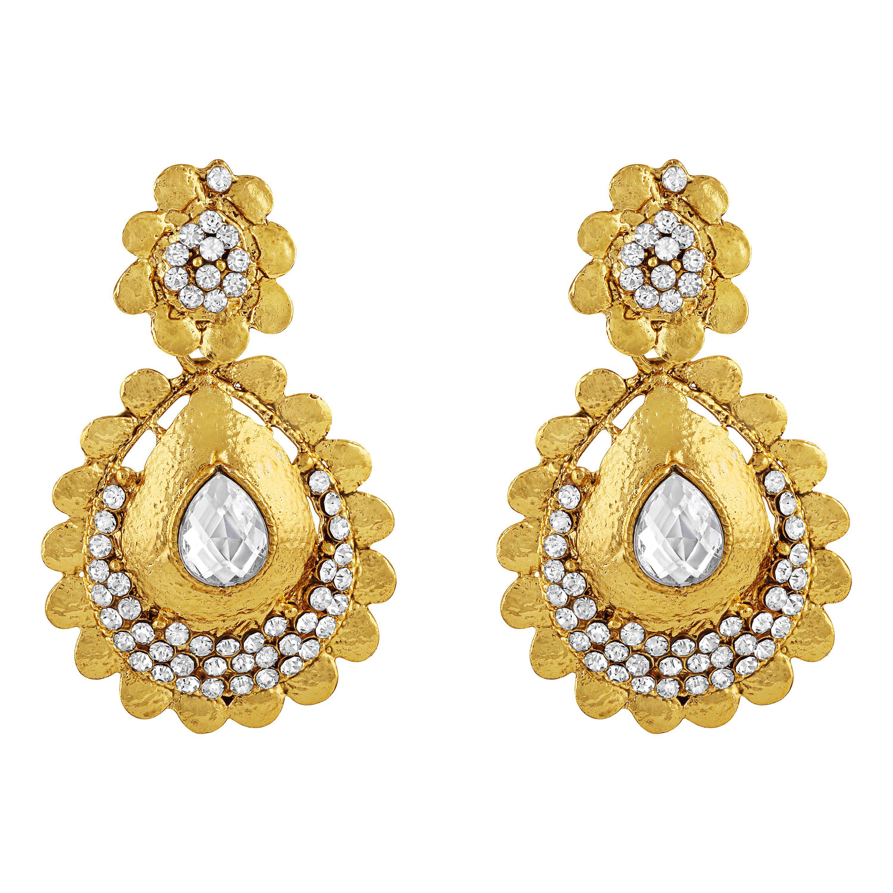     			Asmitta Sleek Pear Shape Gold Plated Earrings For Women