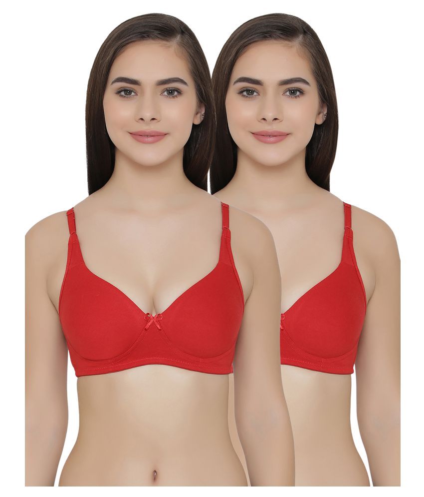     			Clovia Pack of 2 Poly Cotton Non Padded Women's T-Shirt Bra ( Multi Color )