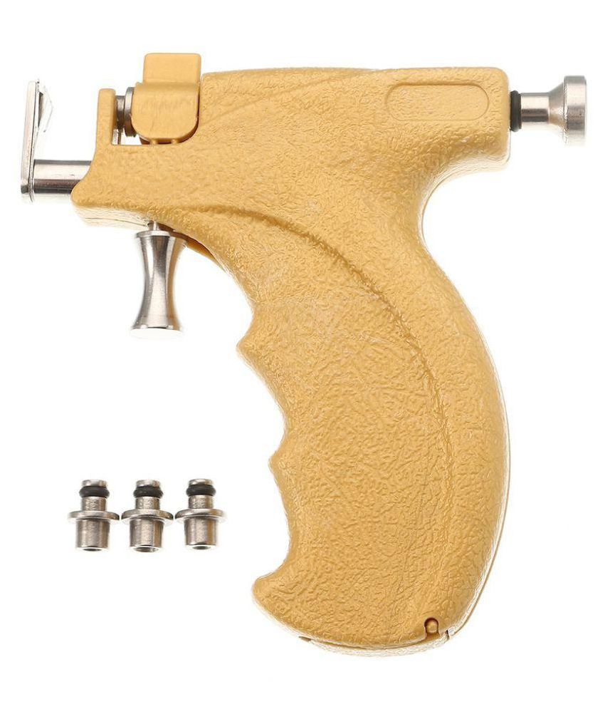 MUMBAI TATTOO STAINLESS STEEL SAFE EAR NOSE NAVEL PIERCING GUN YELLOW