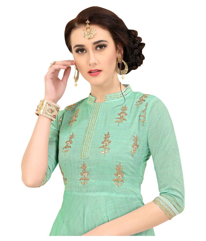 Maroosh Green Silk Anarkali Kurti - Buy Maroosh Green Silk Anarkali ...