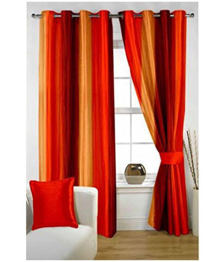     			Panipat Textile Hub Blackout Eyelet Door Curtain 7 ft Pack of 2 -Orange