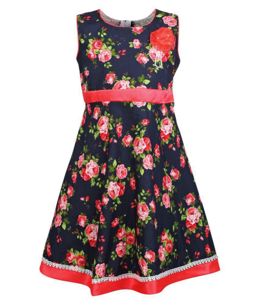     			Arshia Fashions Girls Floral Print Cotton Frock Dress - GR289