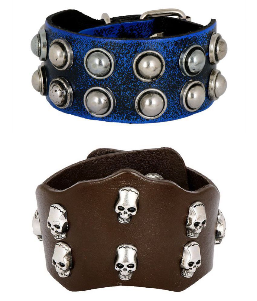     			The Jewelbox Multi Faux Leather Bracelets