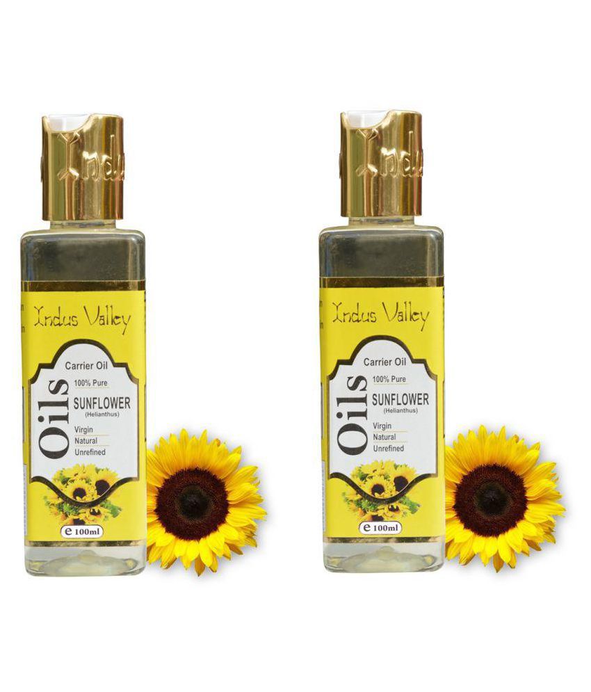 Indus Valley Pure Sunflower Oil For Acne & Anti -Ageing Mask & For Thinning Hair Moisturizer 200 ml Pack of 2