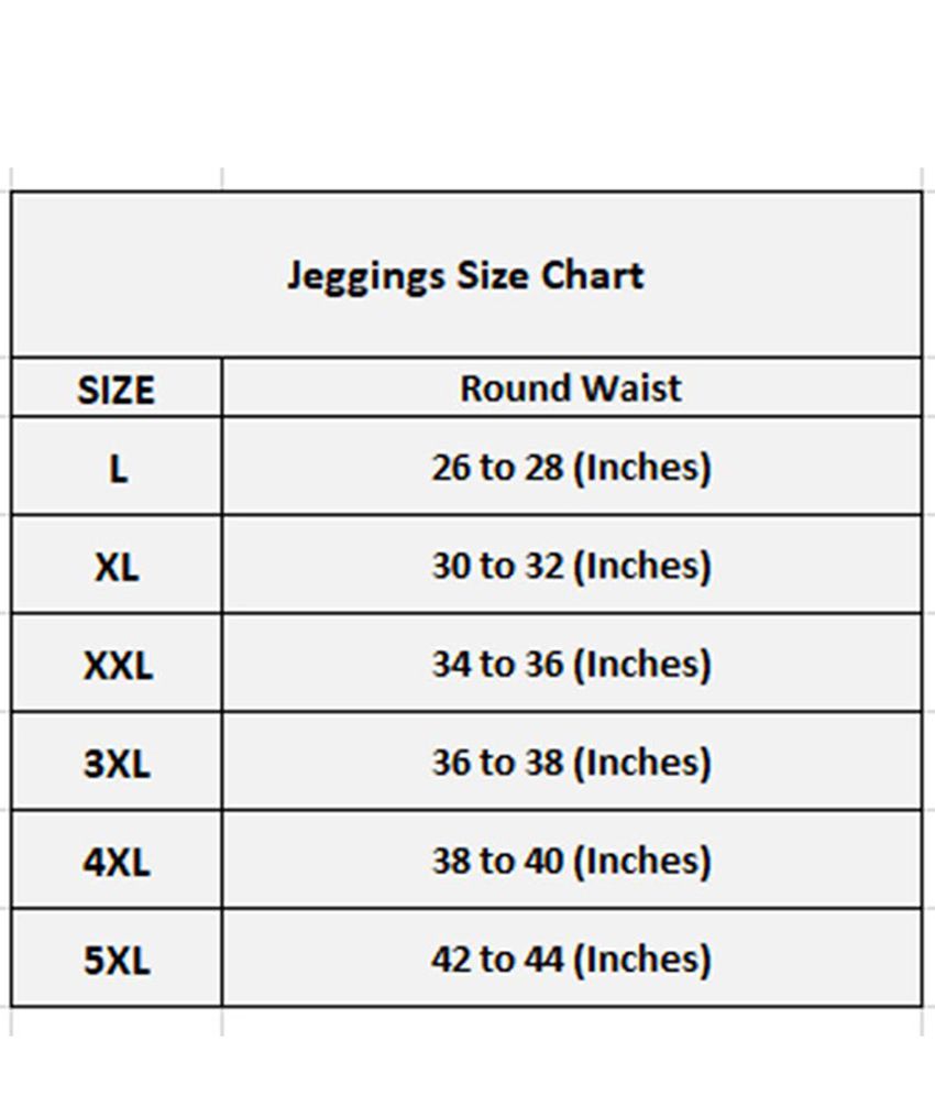 Jeggings Size Chart