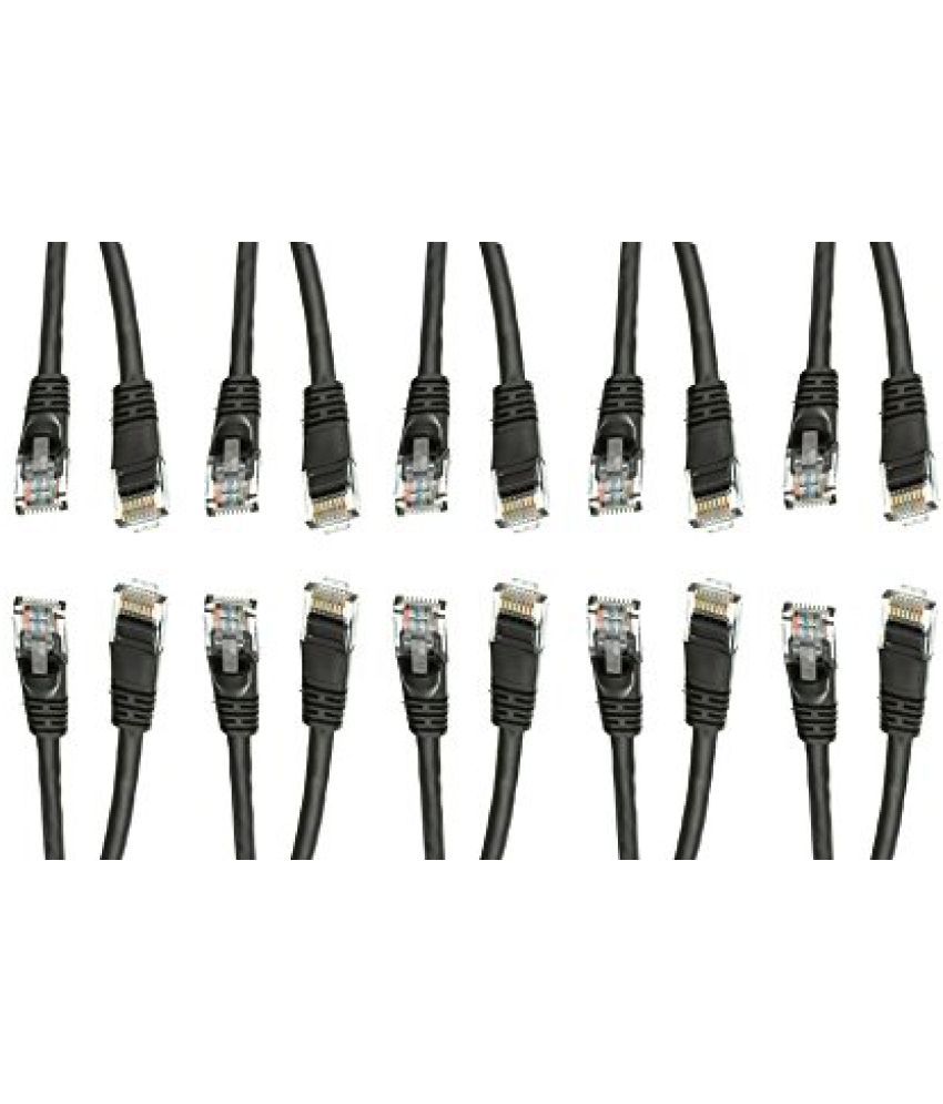 C&E 10 Pack Cat5e Black Ethernet Patch Cable, Snagless Molded Boot, 1 ...