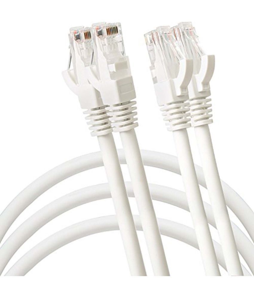 Cat5e Ethernet Cable 2 PACK 50 Feet White RJ45 Computer to Printer, Router, Network LAN Networking Cord, No Signal Loss