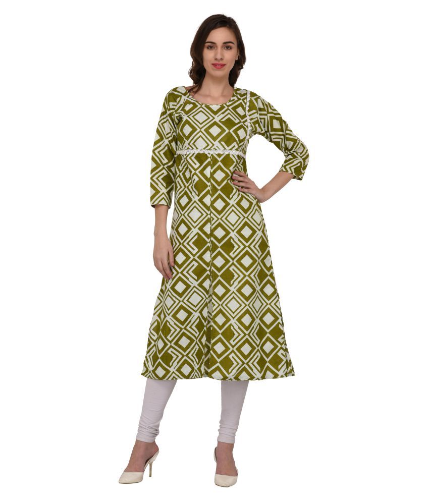 Drapes Green Cotton Straight Kurti Buy Drapes Green Cotton