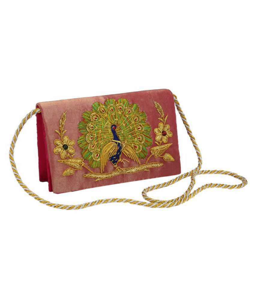     			Himalaya Handicrafts Pink Silk Box Clutch