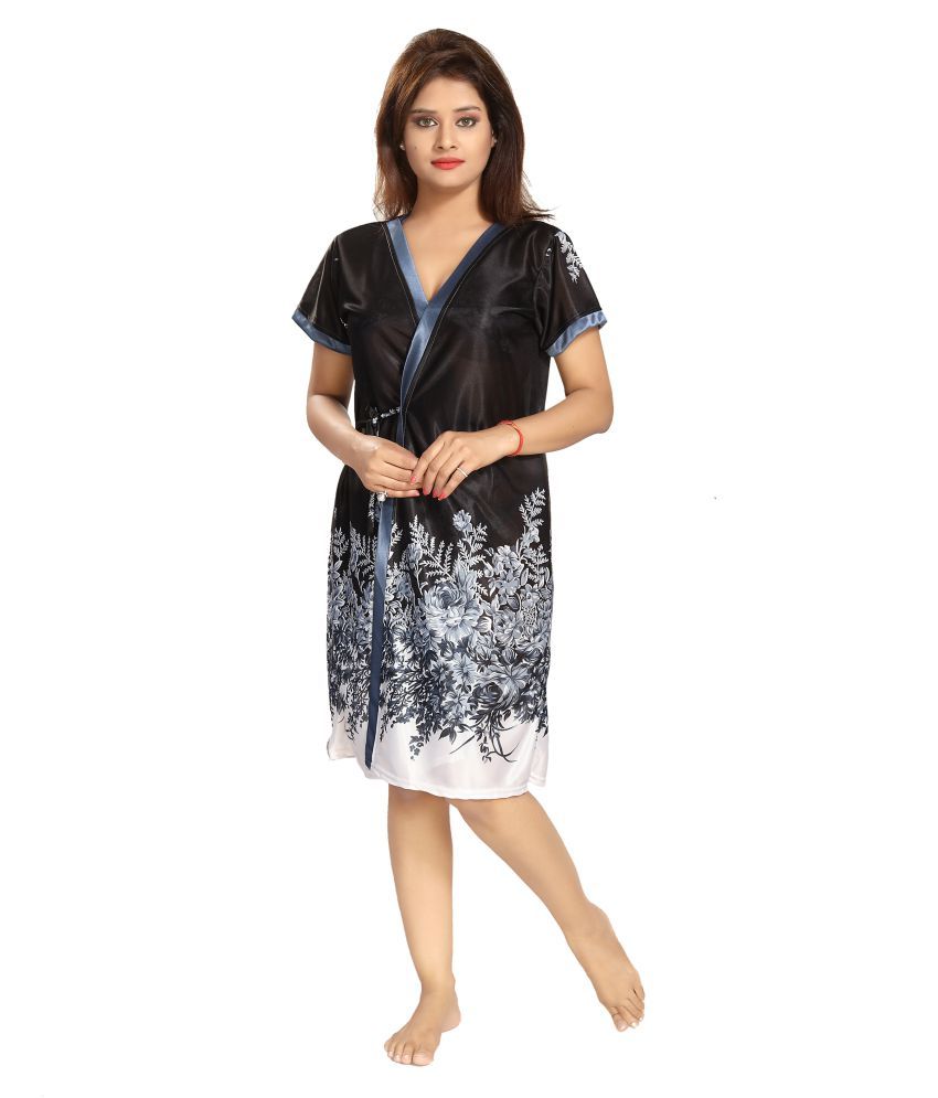 Buy Shopping Station Satin Nighty & Night Gowns - Black Online at Best Prices in India - Snapdeal