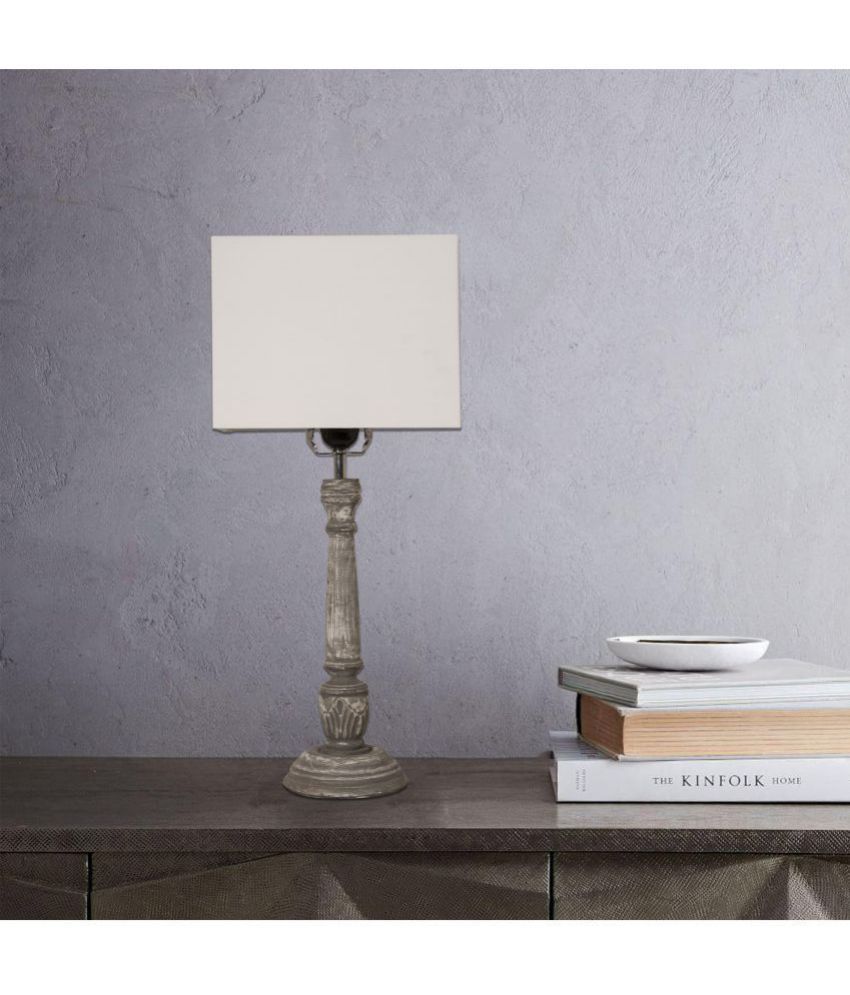 Ujjala Distressed White Wood 23 Cm Table Lamp Pack Of 1 Ujjala Distressed White Wood 23 Cm Table Lamp Pack Of 1 At Best In