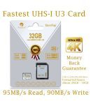 32GB Micro SDHC U3 Card Plus SD Adapter Pack. Amplim Extreme Pro Class 10 UHS-I MicroSDHC 95MB/s Read, 90MB/s Write. Ultra High Sp