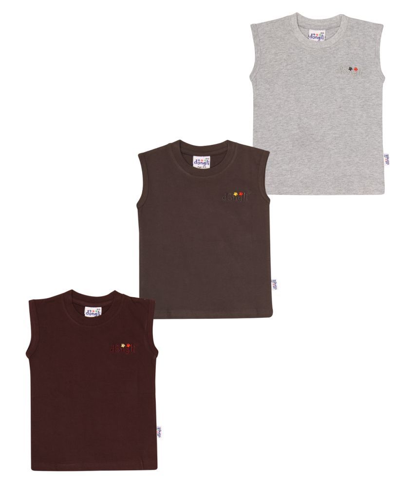     			Dongli  Boys Cotton Sleeveless Tshirts(Pack of 3)