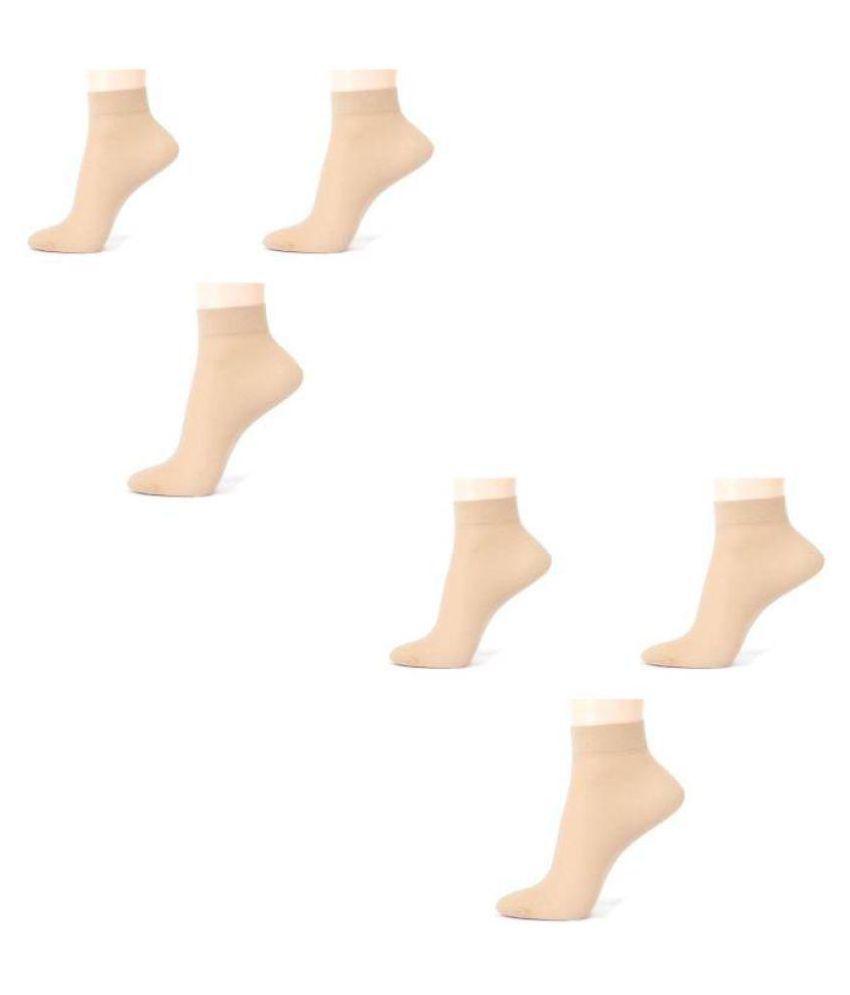     			Tahiro Beige Cotton Ankle Length Socks - Pack Of 6