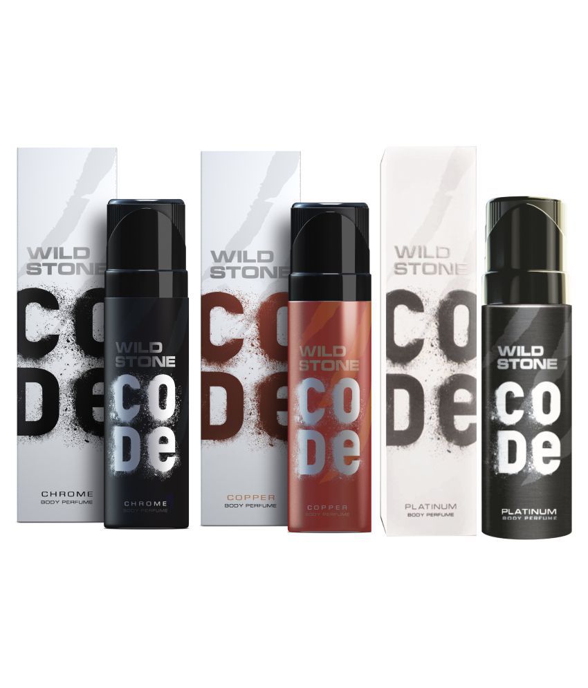     			Wild Stone Code Chrome, Copper & Platinum Combo Perfume Body Spray - For Men (360 ml, Pack of 3)