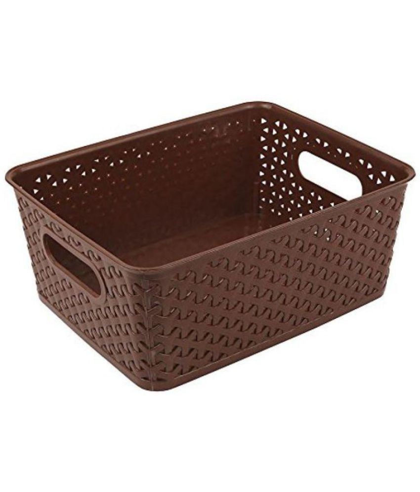 Brown Plastic Multipurpose Storage Baskets Set of 3 Buy
