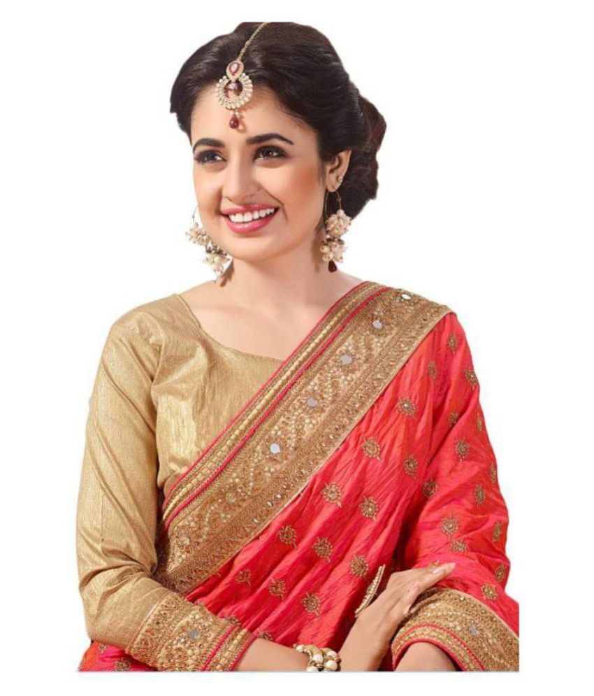 Pragati Fashion Hub Red and Beige Silk Saree Buy Pragati Fashion Hub