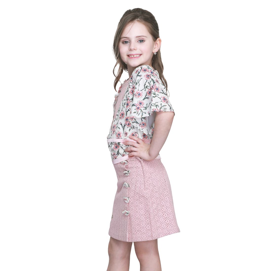 Cutecumber Girls Partywear Georgette Top With Lace Fabric ...