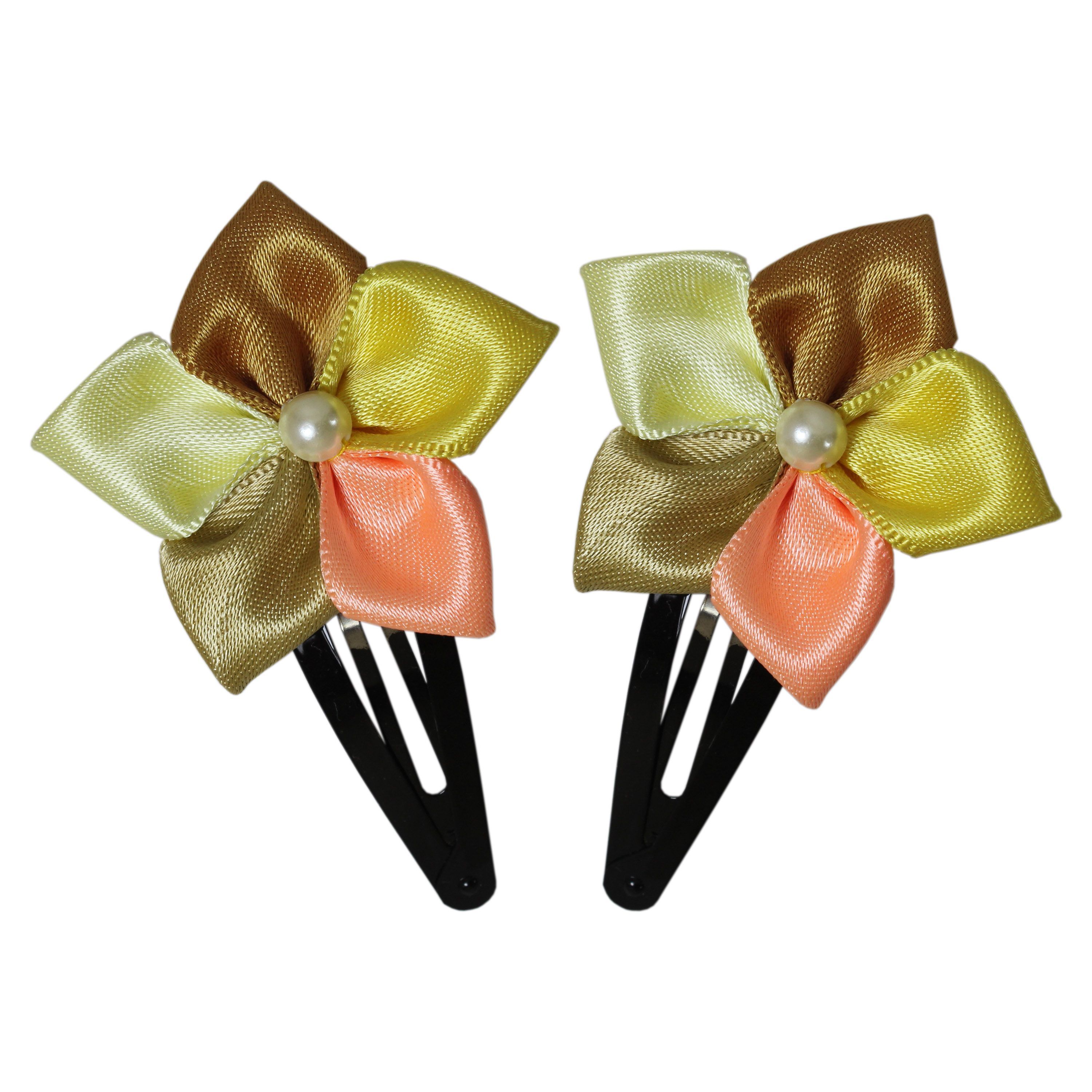 MultiColor Ribbon Flower Hair Clip pack of 2 Buy Online at Low Price