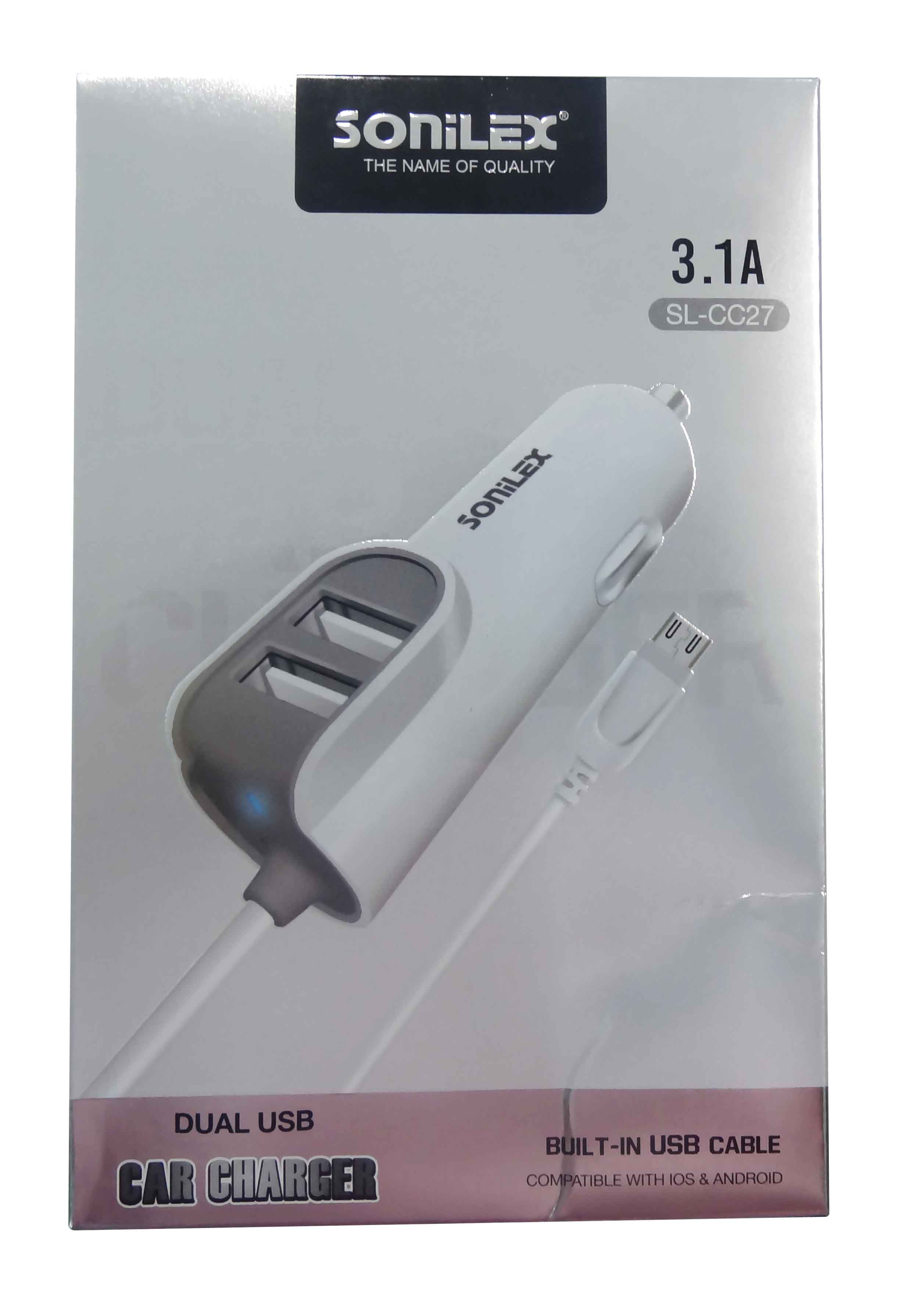 Sonilex SL CC27 3 1A Dual Port Car Mobile Charger White Buy Sonilex SL CC27 3 1A Dual Port Car Mobile Charger White