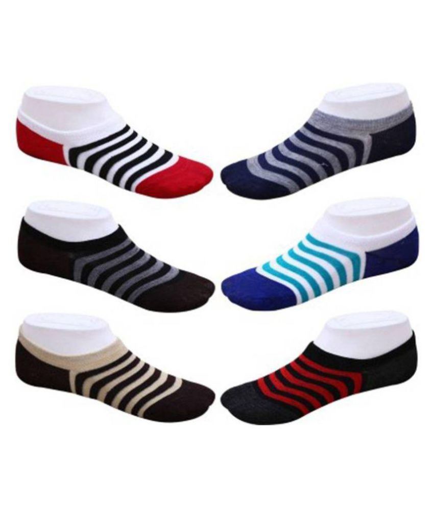     			Tahiro Multicolour Cotton Striped Footies Loafer Socks - Pack Of 6