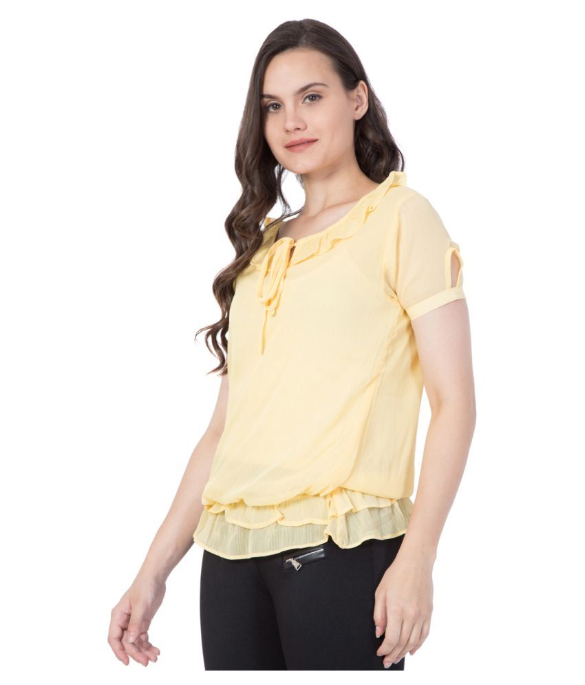 Mythya Chiffon Peasant Tops Yellow Buy Mythya Chiffon Peasant Tops
