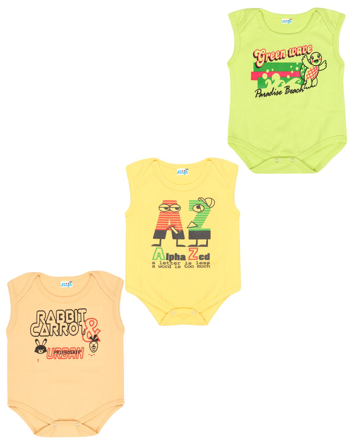     			Dongli Cotton Unisex Baby Sleeveless Bodysuits(Pack 3)