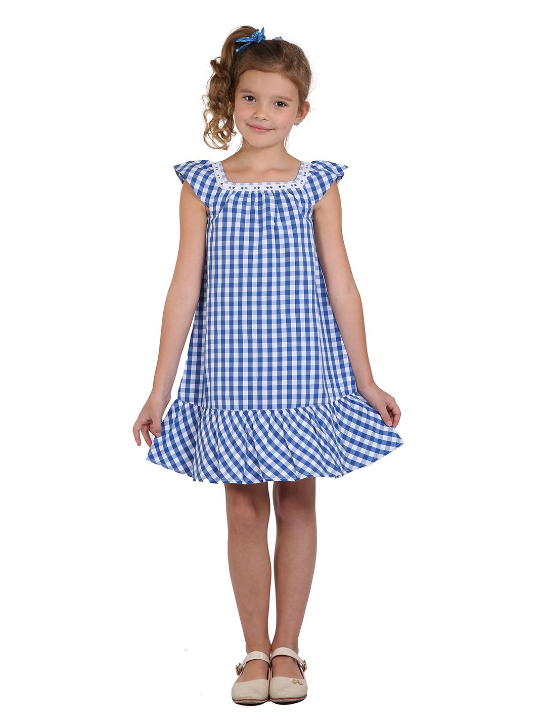 Blue Gingham Dress with Lace Insert Blue Check 9-12M - Buy Blue Gingham