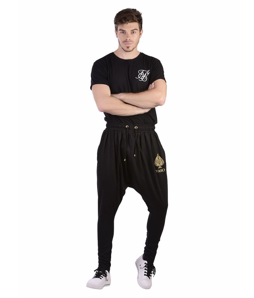 black cotton full length track pant