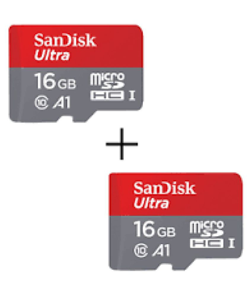     			Sandisk 16gb A1 Class 10 Card (Pack of 2)