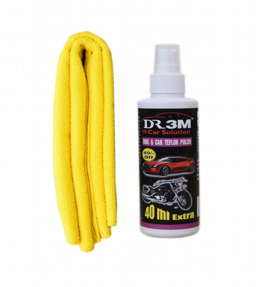 CAR & BIKE TEFLON POLISH 100ml+ YELLOW CAR MICROFIBER CLOTH. Buy CAR