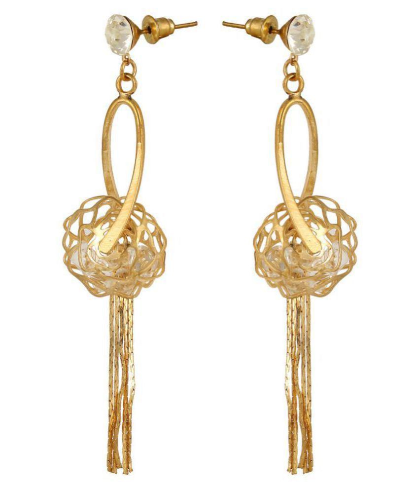     			The Jewelbox - Golden Drop Earrings ( Pack of 1 )