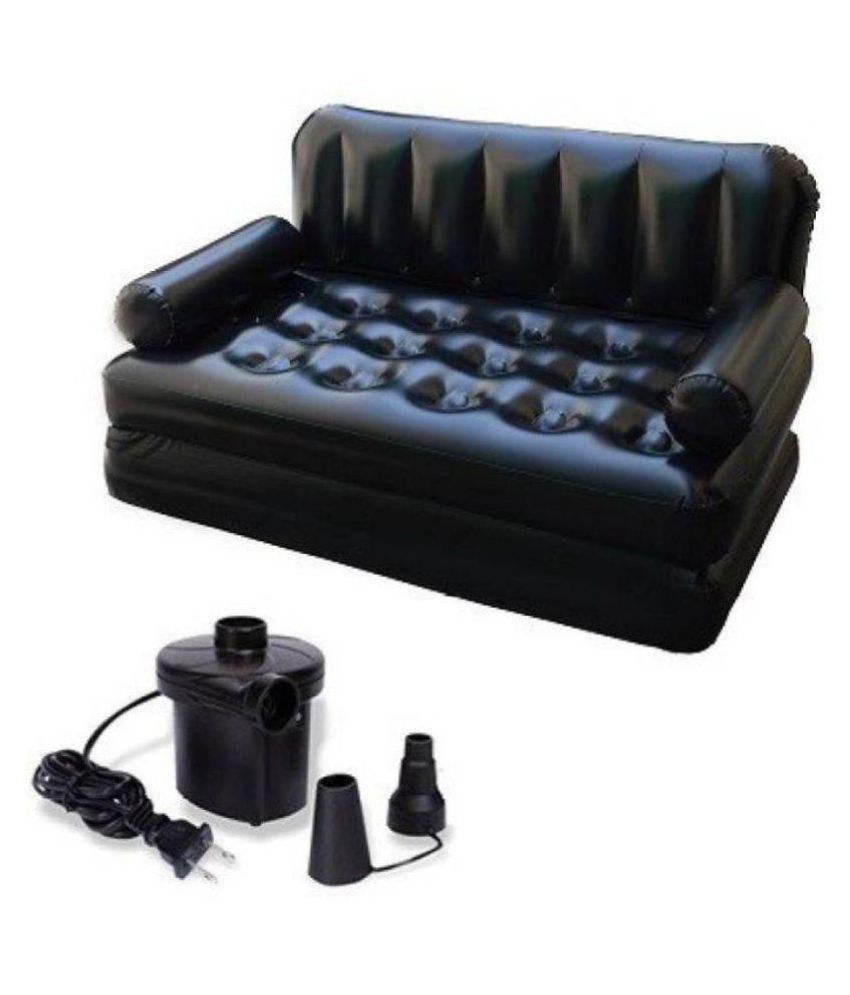Black Double 5 IN 1 Multi functional Inflatable Sofa Cum ...