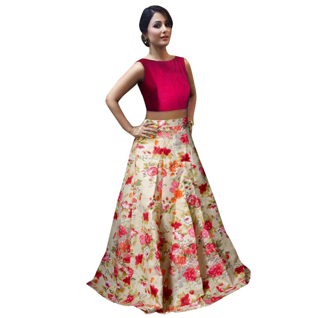 brahmani fashion Multicoloured Banarasi Silk Semi Stitched Lehenga ...