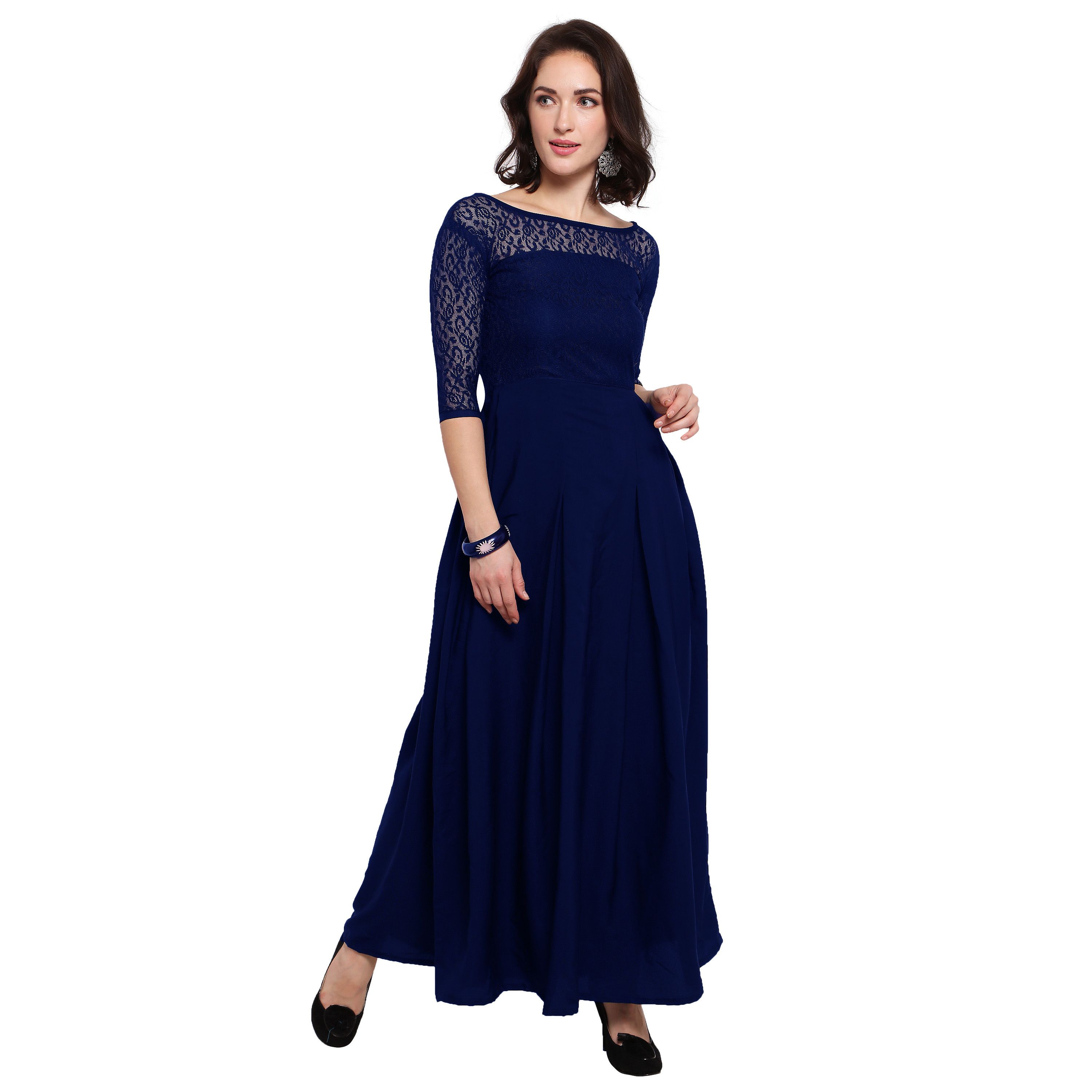 Hpud Fashion Hub Blue Crepe High Low Hemline Kurti - Buy Hpud Fashion ...