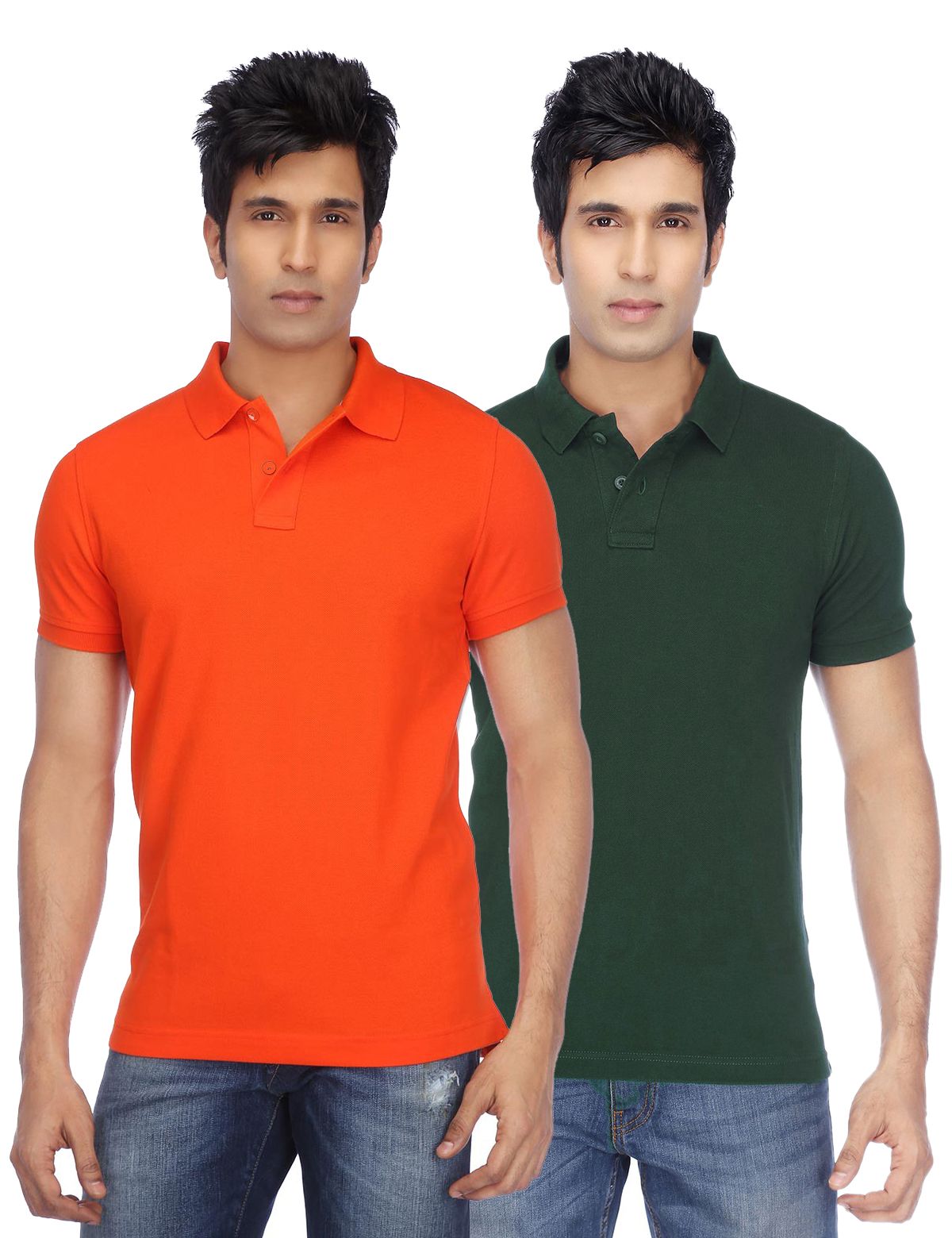     			Funky Guys Pack of 2 Cotton Blend Slim Fit Solid Half Sleeves Men's Polo T Shirt ( Multicolor )