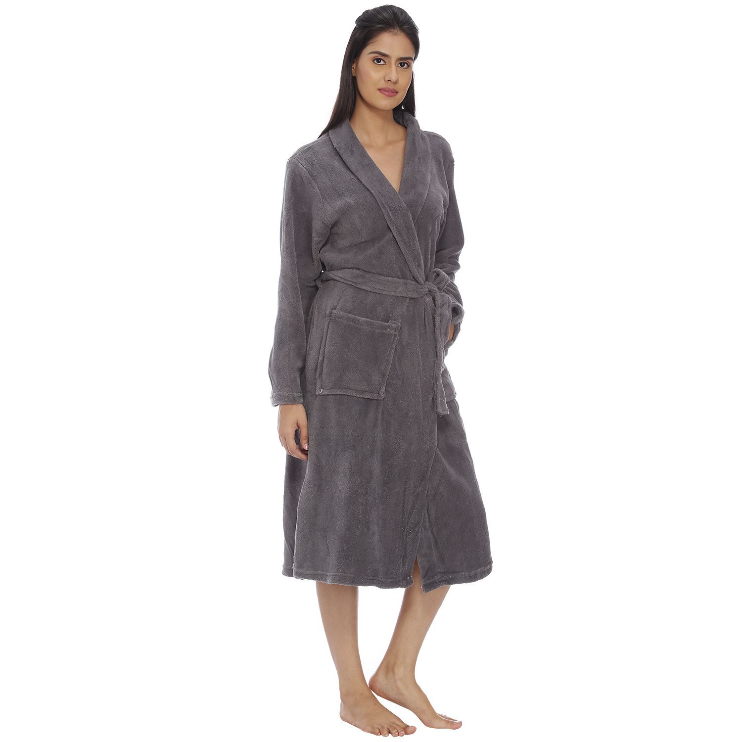 ladies grey bathrobe
