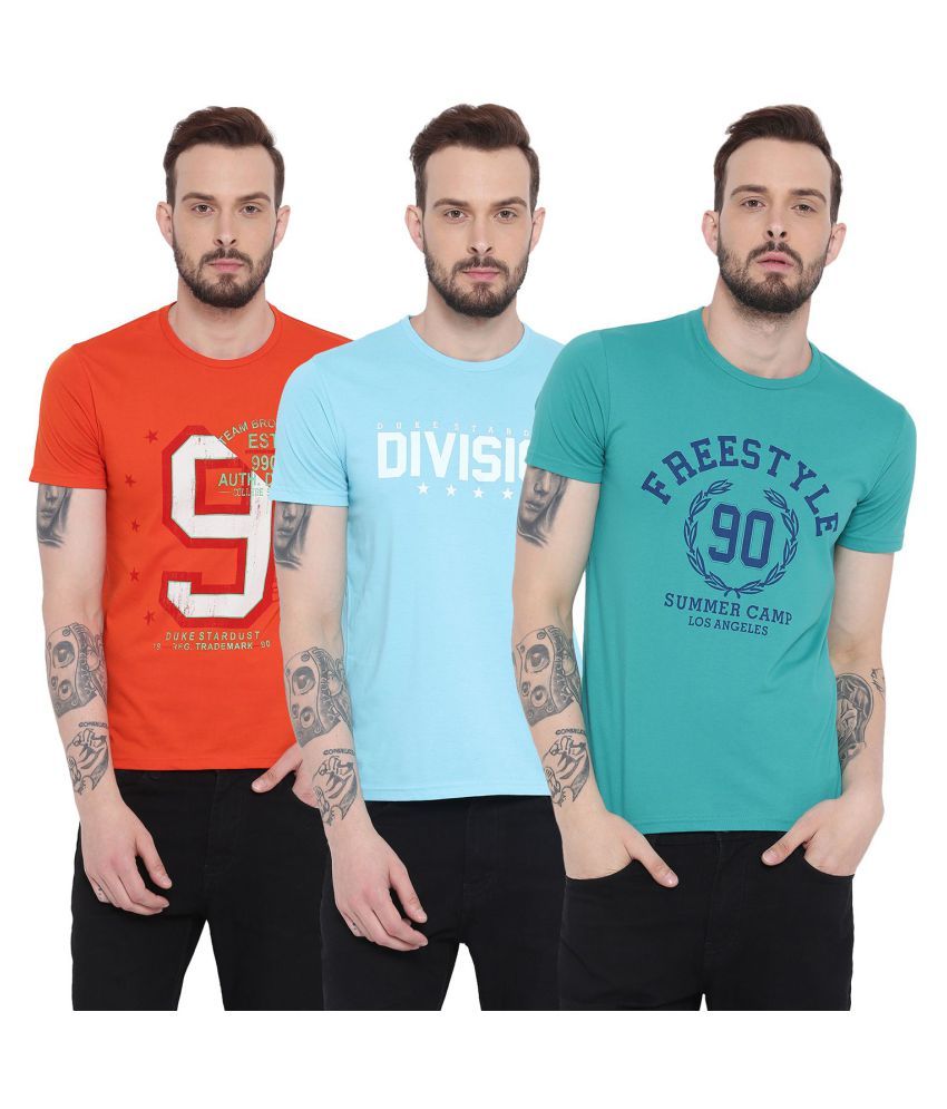     			Duke Multicolor Round T-Shirt Pack of 3