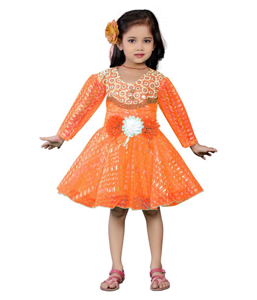 orange color frock