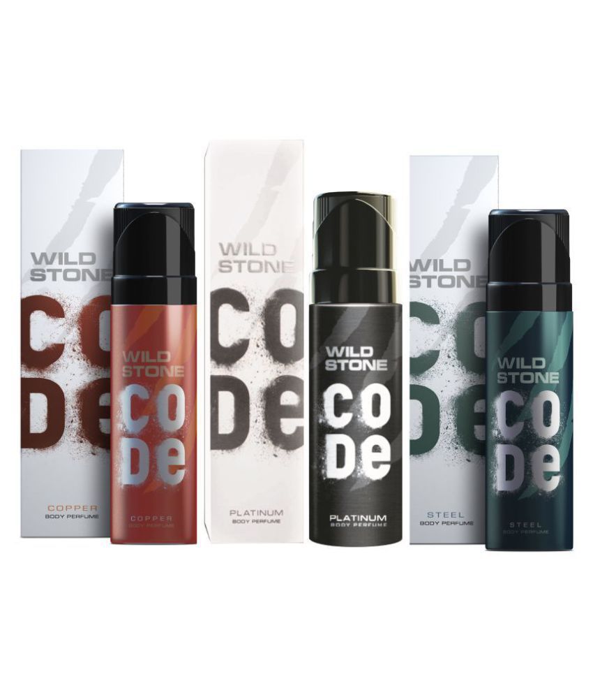 Wild Stone Code Copper, Platinum & Steel Combo Perfume Body Spray - For Men (360 ml, Pack of 3)