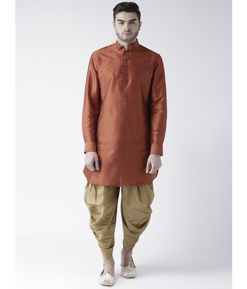     			Deyann Orange Silk Blend Dhoti Kurta Set