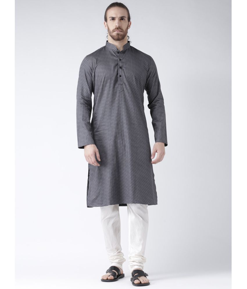     			Deyann Black Linen Kurta Pyjama Set