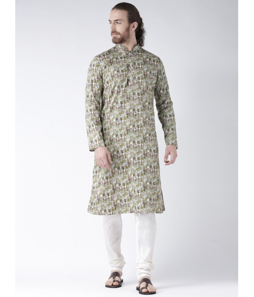     			Deyann Green Linen Kurta Pyjama Set