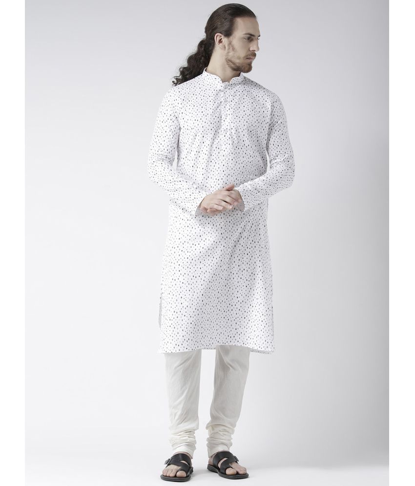     			Deyann White Linen Kurta Pyjama Set