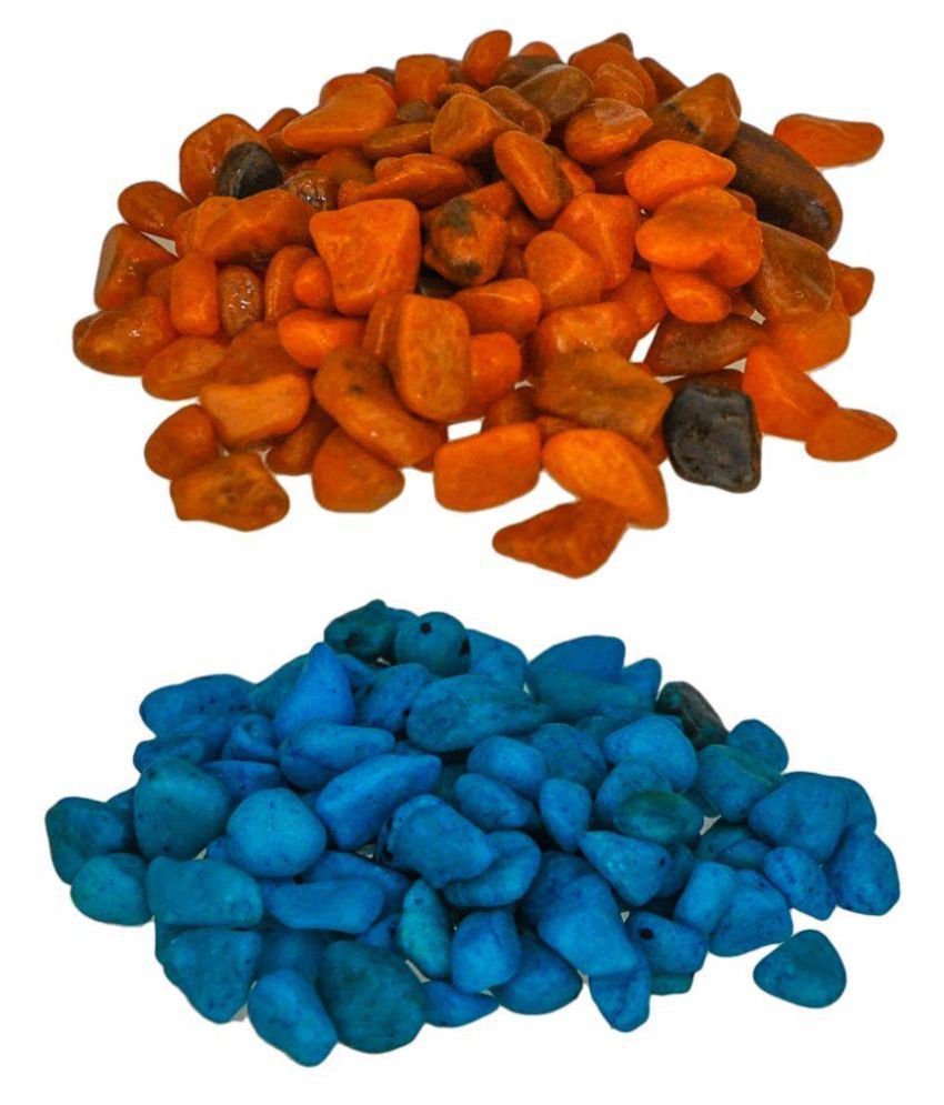     			ZEVORA Combo Of 2 Light Blue Color Marble Stone & Orange Color Marble Stone For Best For Home & Garden Decor, Aquarium Stones (600 Gms)